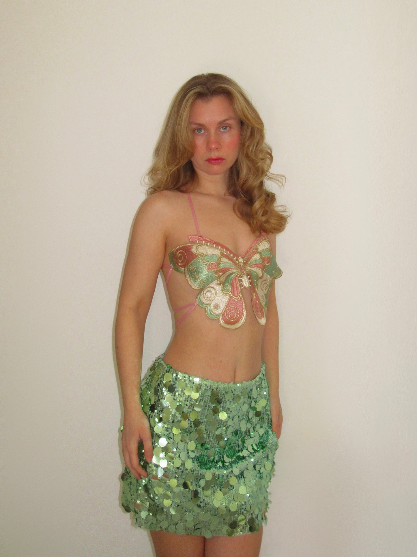 Green Sequin Ibiza Mini Skirt