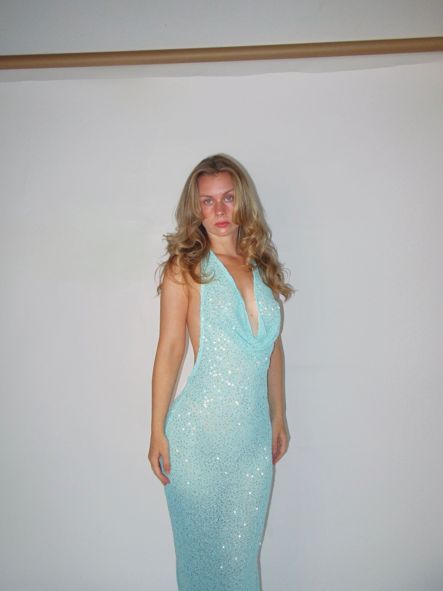 light blue sequin maxi dress