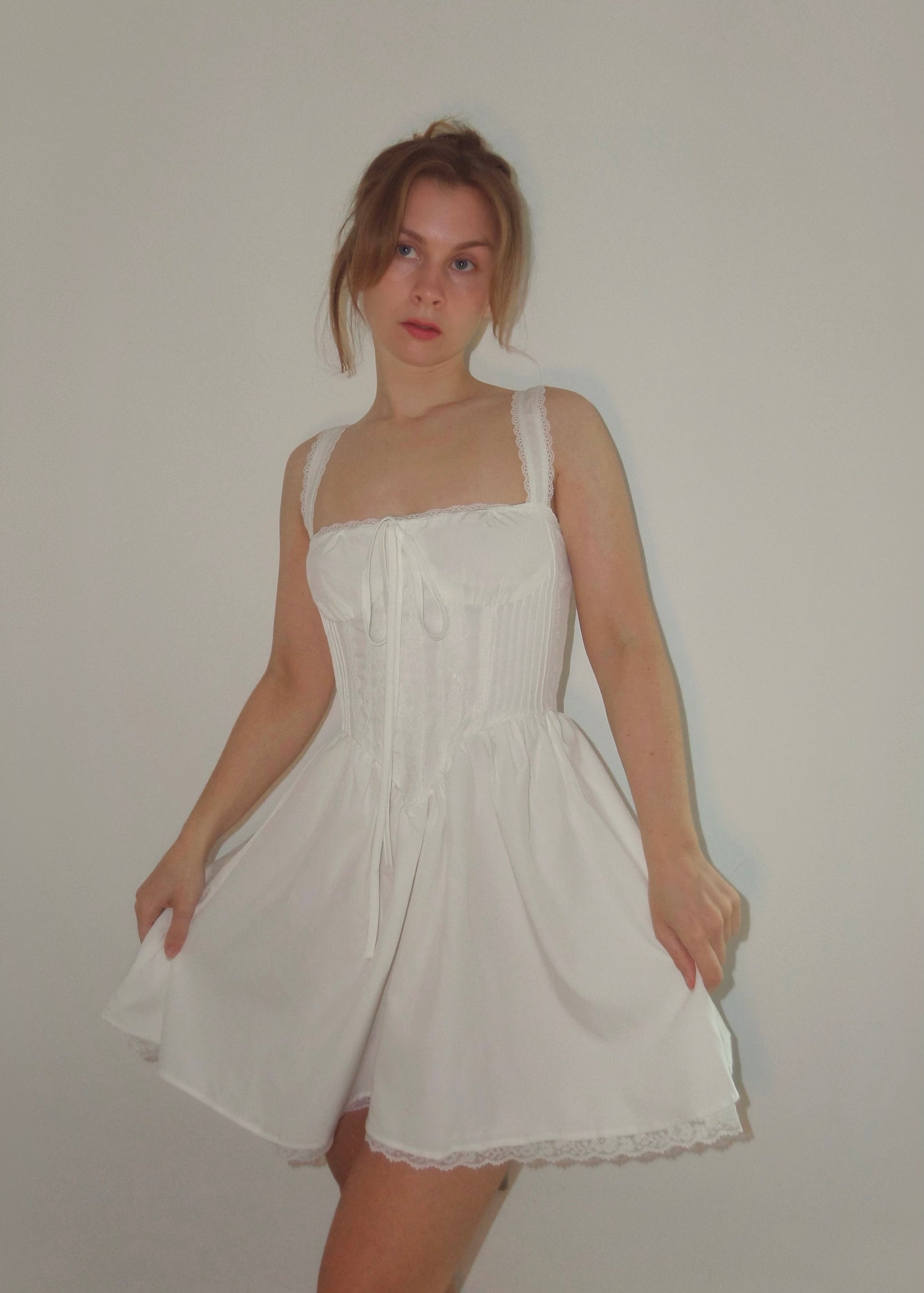 White milkmaid mini dress with corset 